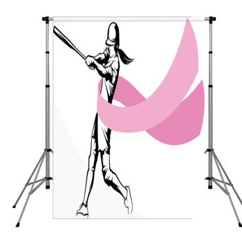 Softball Batter With Breast Cancer  Pole Pocket Backdrop