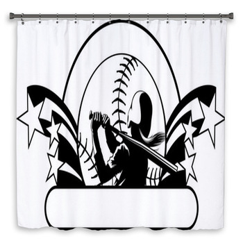 Softball Design With Stars Custom Size Shower Curtain