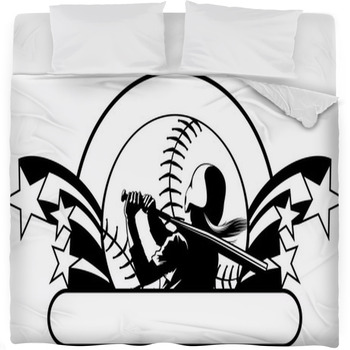 Softball Design With Stars Fleece Bed Blanket