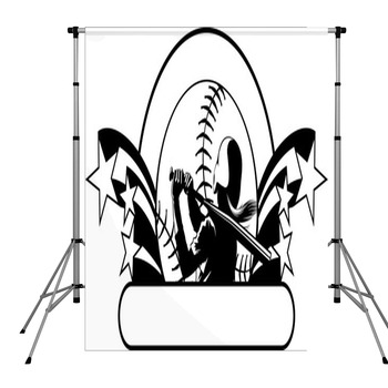 Softball Design With Stars Pole Pocket Backdrop