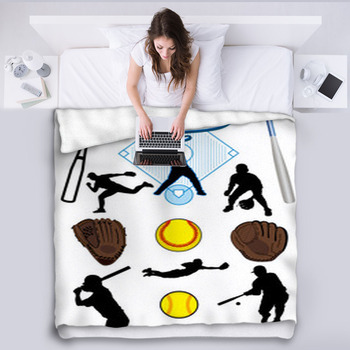 Softball Elements Vector Fleece Blanket