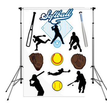 Softball Elements Vector Pole Pocket Backdrop