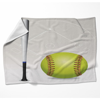 Softball Field, Ball, Bat Woven Throw Blanket