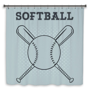 Softball Over Crossed Bats Custom Size Shower Curtain