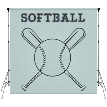 Softball Over Crossed Bats Logo Design Fleece Backdrop