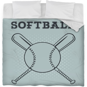 Softball Over Crossed Bats Logo Fleece Bed Blanket
