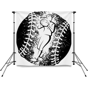 Softball Player Throwing With A Pole Pocket Backdrop