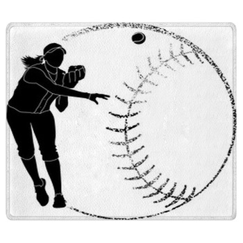 Softball Silhouette Throw Bath Mat