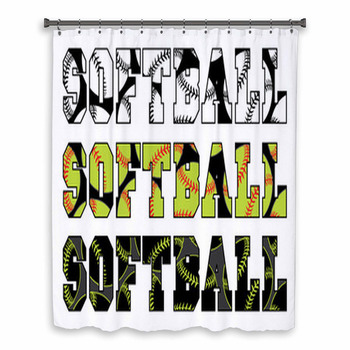 Softball Text With Softballs Custom Size Shower Curtain