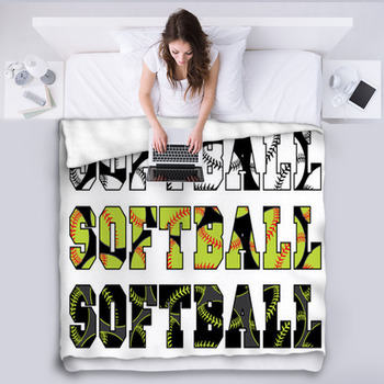 Softball Text With Softballs Is An Fleece Blanket