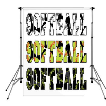 Softball Text With Softballs Is An  Pole Pocket Backdrop