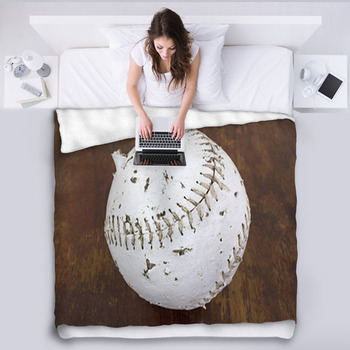 Softball That Has Been Chewed On By Dog Fleece Blanket