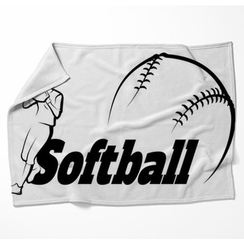 Softball Throw With Text Banner Woven Throw Blanket