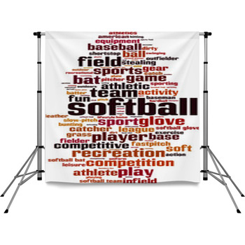 Softball Word Cloud Concept Vector  Pole Pocket Backdrop