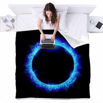 Solar Eclipse Fleece Bed Blanket