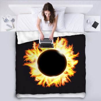Solar Eclipse Frame Of Solar Fleece Blanket