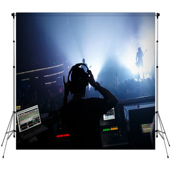Sound Manager On Rock Concert Fleece Backdrop
