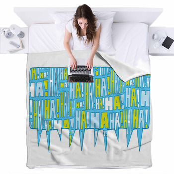 Speech Bubble Group Laughter Fleece Bed Blanket