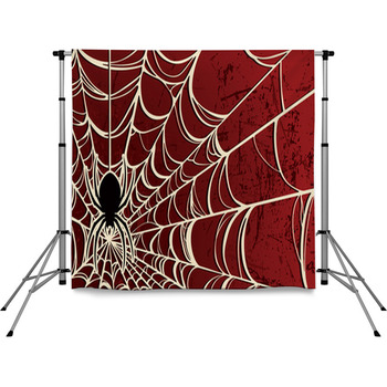 Spider Background—Red Pole Pocket Backdrop