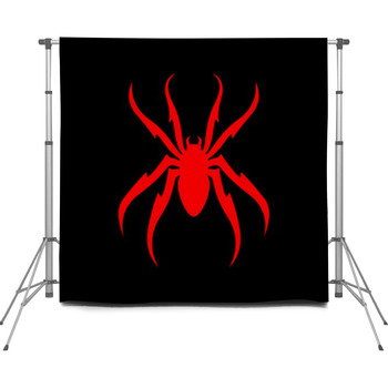 Spider Red On Black Vector Custom Size Backdrop