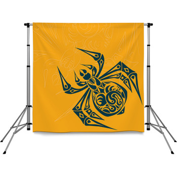 Spider Tribal Tattoo Pole Pocket Backdrop