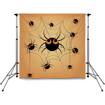 Spiders In Halloween Pole Pocket Backdrop