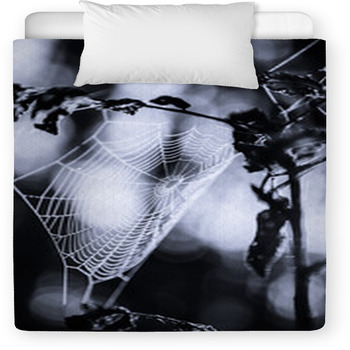 Spiderweb In Forest In Black And White Toddler Comforter