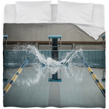 Splashes After Swimmers Jump In A Fleece Bed Blanket