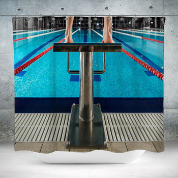 Sport Block Competition Man Custom Size Shower Curtain