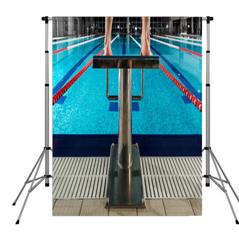 Sport Block Competition Man Swimmer Pole Pocket Backdrop