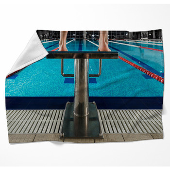 Sport Block Competition Man Swimmer Woven Throw Blanket