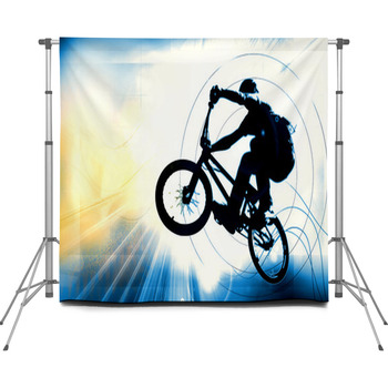 Sport Illustration Of Bmx Rider Custom Size Backdrop
