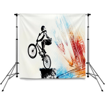Sport Illustration Of Bmx Rider Pole Pocket Backdrop