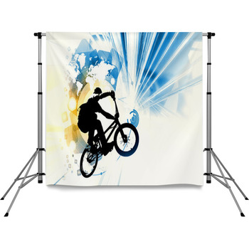 Sport Illustration Of Bmx Rider Pole Pocket Backdrop