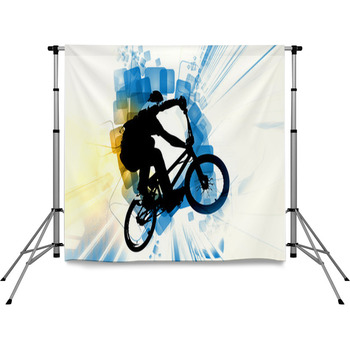 Sport Illustration Of Bmx Rider Pole Pocket Backdrop