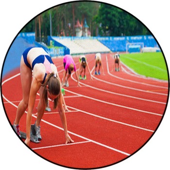 Sportswomen At The Start Round Rug