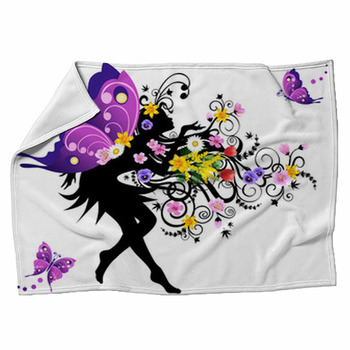 Spring Fairy With Colorful Wings Fleece Blanket