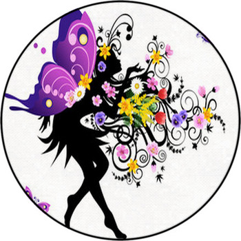 Spring Fairy With Colorful Wings Round Rug