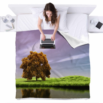Spring Landscape Fleece Bed Blanket