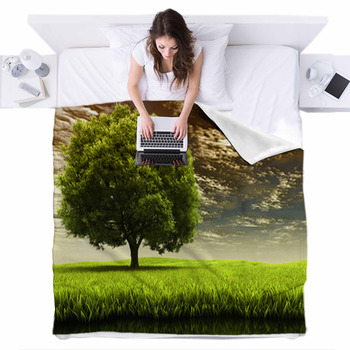 Spring Landscape Fleece Bed Blanket
