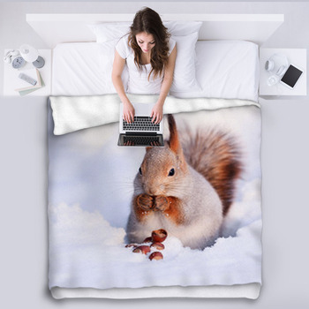 Squirrel On The Snow Fleece Blanket