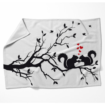 Squirrels On Tree, Vector Woven Throw Blanket
