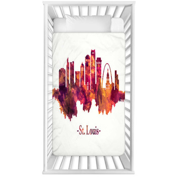 St Louis Missouri Skyline In Red Baby Crib Comforter