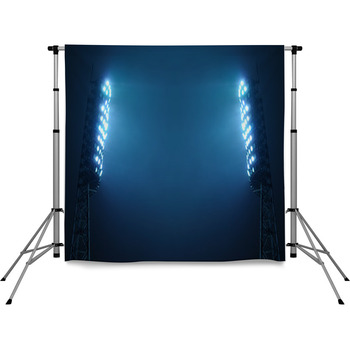 Stadium Lights Against Dark Night Pole Pocket Backdrop