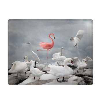 Stand Out From A Crowd Flamingo And White Birds Bath Mat