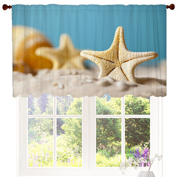 Starfish On Sand And Blue Background Custom Size Valance