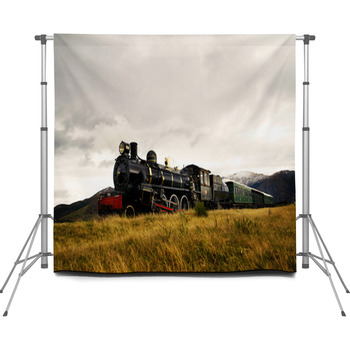 Steam Train In A Open Countryside Custom Size Backdrop