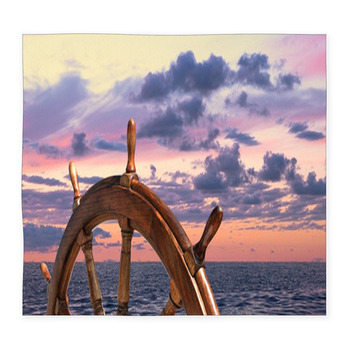 Steering Wheel Of Old Sailing Custom Size Floor Mat