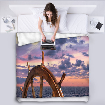 Steering Wheel Of Old Sailing Vessel Fleece Blanket