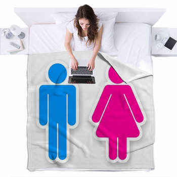 Stickers Of Toilet Symbols Fleece Bed Blanket